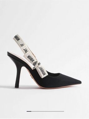 Dior Black Pointed Slingback Pump with J'Adior Ribbon